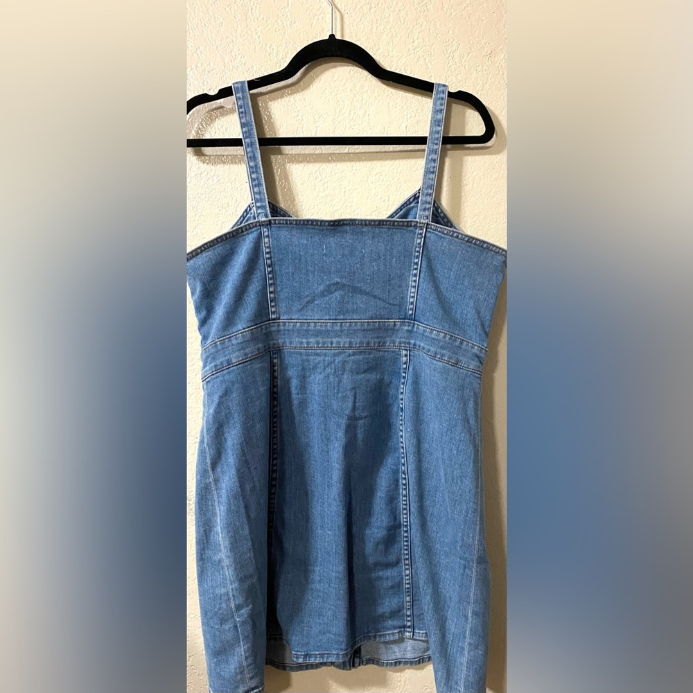 7 For All Mankind Blue Mini Denim Dress with Bow Detail - Picture 11 of 13